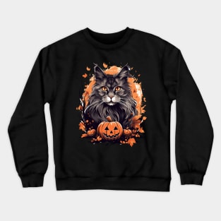 Maine Coon Cat Halloween, Cat Lover Crewneck Sweatshirt
